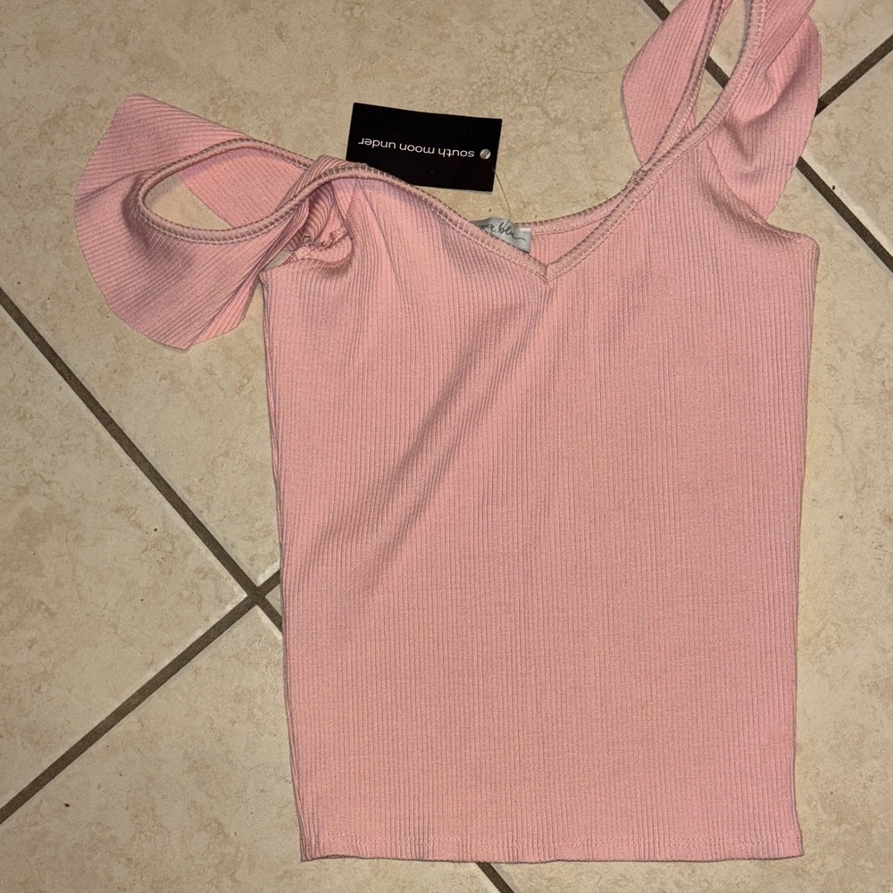 South Moon Under Pink Ribbed Tank Top